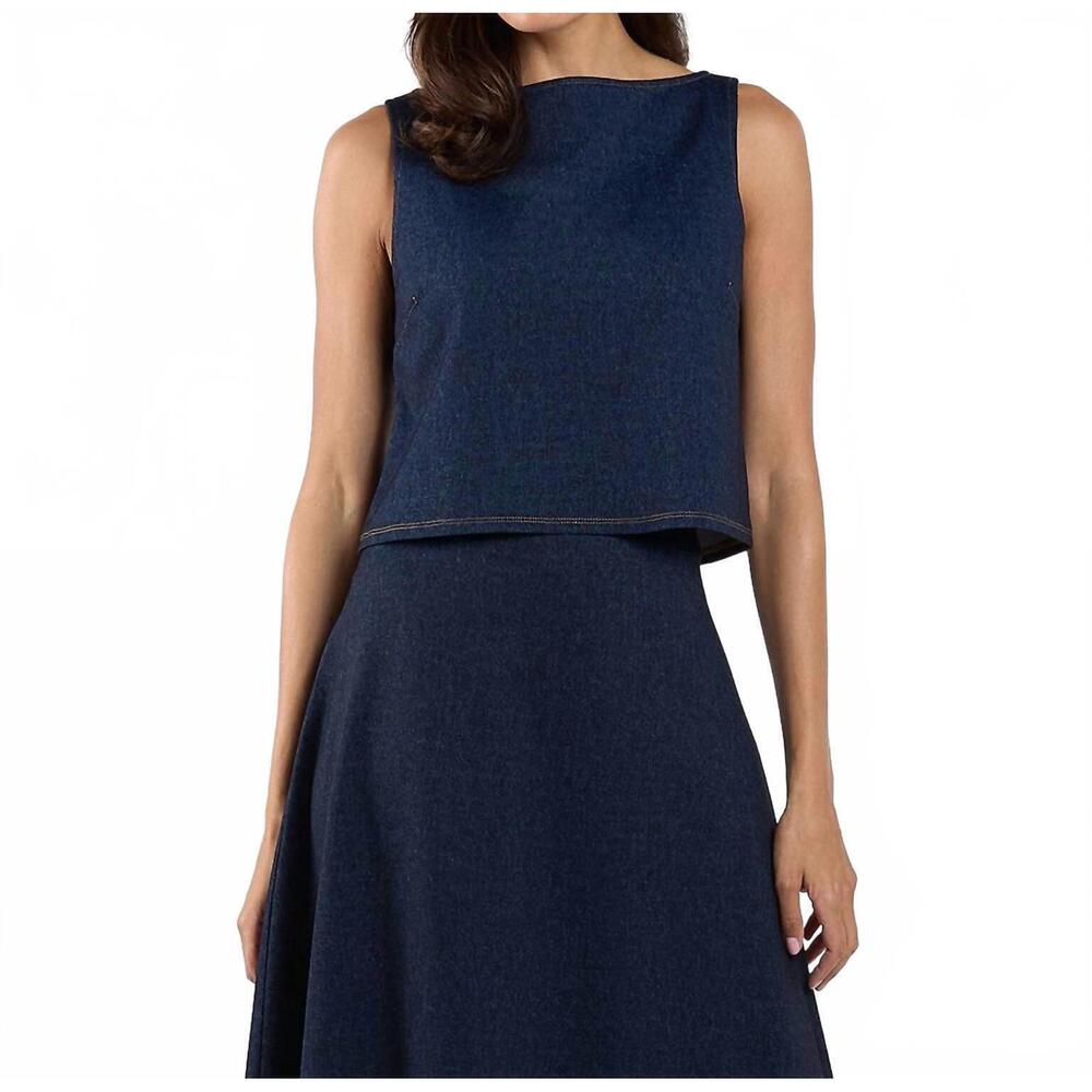 NEW JUDE CONNALLY chantal denim top in navy saddle